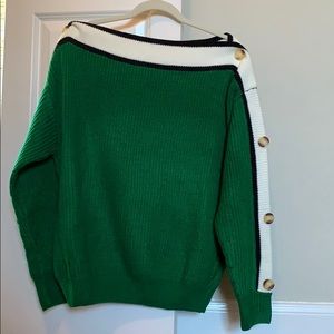 Green, white, & black sweater